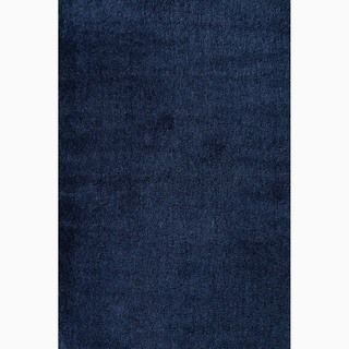 Handmade Solid Pattern Blue 100 percent Polyester Rug (2 X 3)