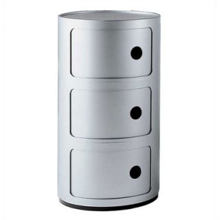 Kartell Componibili Round Three Doors 4967 Color Silver