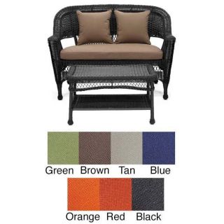 Black Wicker Loveseat And Coffee Table Set
