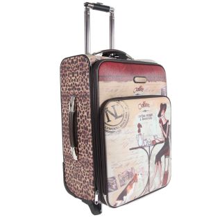 Nicole Lee Coffee Print 22 inch Expandable Rolling Carry on