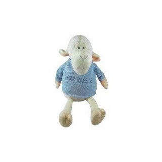 White Plush Lamb with Blue Sweater 9 Toys & Games