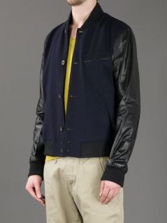 Paul Smith Jeans Leather Sleeve Bomber Jacket