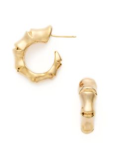 Gold Bamboo Hoop Earrings by Noir Jewelry