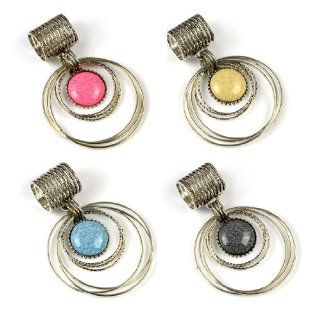 Huan Xun Multi Ring Antique Silver Scarves Pendant Charm with Bails Pink Jewelry