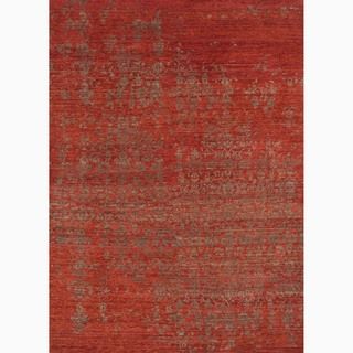 Hand made Abstract Pattern Red/ Brown Wool Rug (2x3)