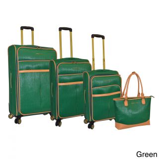 Adrienne Vittadini Saffiano 4 piece 8 wheel Spinner Luggage Set