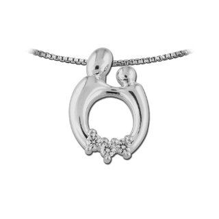 14K White Gold 3 Diamond Mother and Child� Pendant with Chain Janel Russell Jewelry
