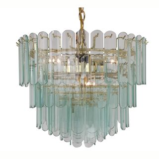 9 light Polished Brass/ Rounded Glass Contemporary Chandelier