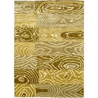 Hand Knotted Pokhara Wood Grain Gold/ Beige Rug (56 X 8)