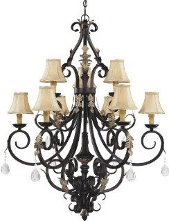 Minka Lavery 778 301 9 Light 2 Tier Candle Style Crystal Chandelier from the Bellasera Collection, Castlewood Walnut with Silver Leaf Highlights    