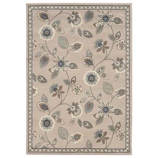 Casual Floral Stone/ Blue Area Rug (33 X 55)