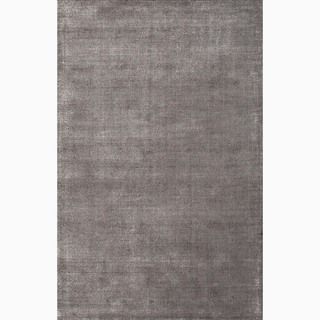Handmade Solid Pattern Gray Wool/ Art Silk Rug (2 X 3)