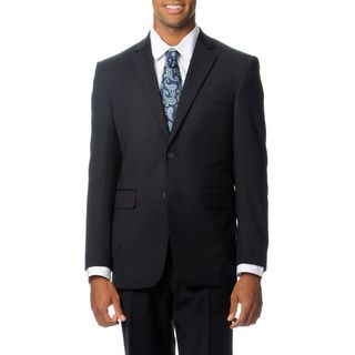 Nautica Mens Black Stripe Wool Rich Performance Blend 2 piece Suit