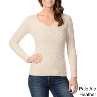 Ply Cashmere Ply Cashmere Womens Cable Knit V neck Sweater Beige Size S (4  6)