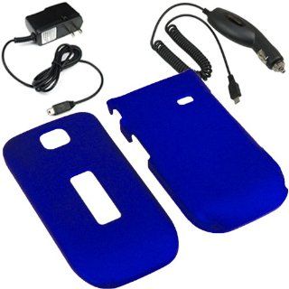 BW Hard Shield Shell Cover Snap On Case for MetroPCS, T Mobile Alcatel One Touch 768 + Car + Home Charger Blue Cell Phones & Accessories