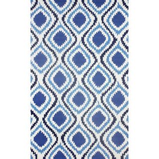 Nuloom Handmade Modern Ikat Blue Polyester Rug (76 X 96)