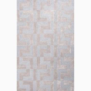 Hand made Blue/ Tan Polyester Textured Rug (8x10)