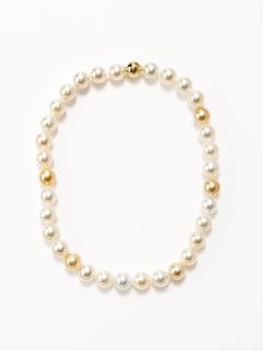 White & Golden Pearl Strand Necklace by Tara Pearls