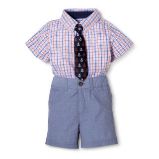 G Cutee Newborn Boys 3 Piece Shirtzie, Short and Neck Tie Set   Orange 12 M