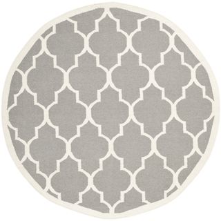 Safavieh Handwoven Moroccan Dhurrie Soft Gray/ Ivory Wool Rug (6 Round)