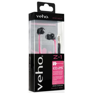 Veho Z1 360 Noise Isolating Earphones with Anti Tangle Cord   Breast Cancer Campaign Pink      Electronics