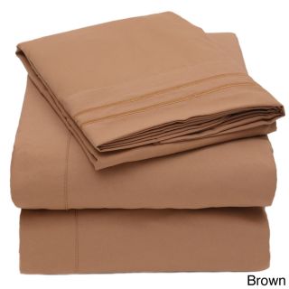 Bed Bath N More Embroidered 4 piece Bed Sheet Set Brown Size Twin
