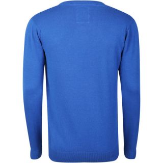 Crosshatch Mens Veeter V Neck Knitted Jumper   Classic Blue      Mens Clothing