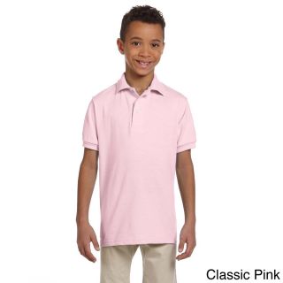 Jerzees Youth 50/50 Jersey Polo With Spotshield Pink Size L (14 16)