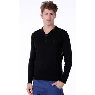 191 Unlimited Mens Black Henley Sweater