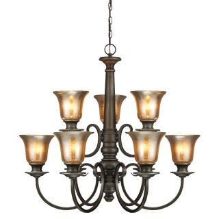 Blayne 9 light Platinum Oak Spindle Chandelier