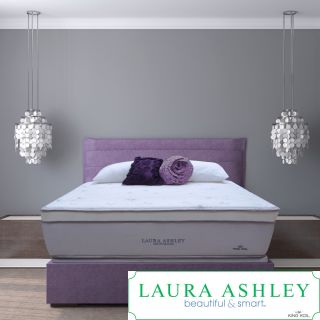 Laura Ashley Laura Ashley Blossom Euro Pillowtop Super Size Queen size Mattress And Foundation Set White Size Queen