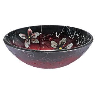 Red/ Black Floral Glass Sink Bowl