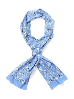 French Blue Silk Paisley Scarf by Drakes of London