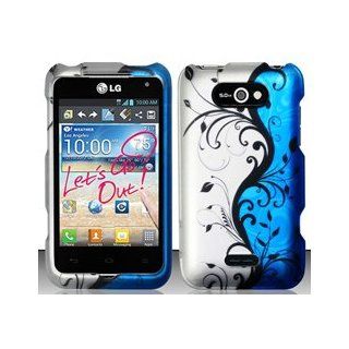 LG Motion 4G MS770 / P870 (MetroPCS) Blue/Silver Vines Design Hard Case Snap On Protector Cover + Free Opening Tool Cell Phones & Accessories