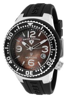 Swiss Legend 11044P 01MOP  Watches,Neptune (44 mm) Black MOP Dial Black Silicone, Casual Swiss Legend Quartz Watches