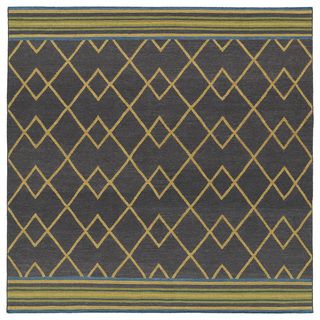 Flatweave Tribeca Ziggy Charcoal Wool Rug (8 Square)