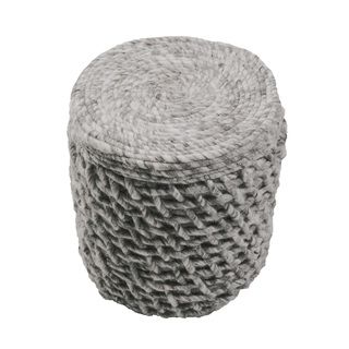 Modern Grey Cube Shape Wool Pouf