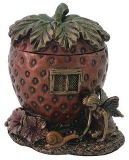 2 Inch Decorative Whimsical Fairy Strawberry House Trinket Box   Jewelry Boxes