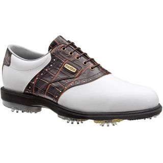 Footjoy Mens Dryjoys White/ Brown Gator Print Golf Shoes