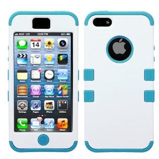 MYBAT Rubberized Solid White/Tropical Teal TUFF Hybrid Phone Protector Cover for APPLE iPhone 5 Cell Phones & Accessories
