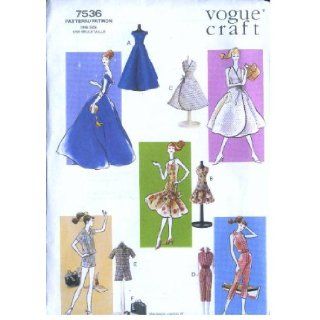 Vogue 7536   Vintage Doll Clothes   Circa 1958   11.5 Inch Fashion Dolls Patterns (Vogue Craft, Also sold as Vogue 791) Vogue Pattern Company Books