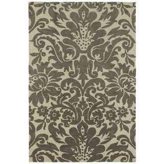 Brookside Damask Taupe Polyester Rug (76 X 90)