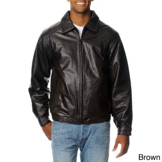 Excelled Excelled Mens Collection Lamb Leather Bomber Brown Size XL