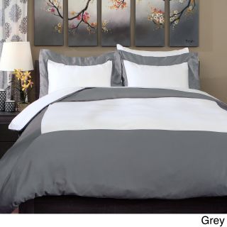 Elite Home Products Regency 300 Thread Count 3 piece Duvet Cover Set Grey Size Full  Queen