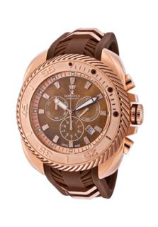 Imperious IMP1031  Watches,Mens Gear Head Chrono Brown MOP Dial 18k Rose Gold Plated Case Brown Polyurethane, Chronograph Imperious Quartz Watches