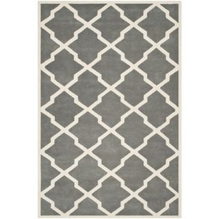 Safavieh Handmade Moroccan Chatham Geometric Dark Gray/ Ivory Wool Rug (10 X 14)