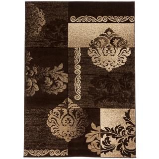 Patch Damask Brown Area Rug (710 X 910)