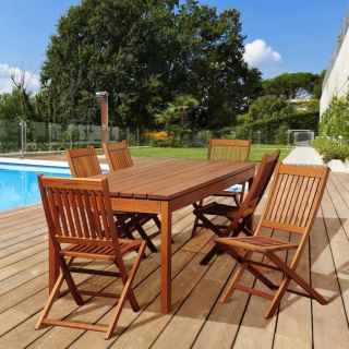 ia Tracy 7 piece Eucalyptus Folding Chair Outdoor Dining Set Brown Size 7 Piece Sets