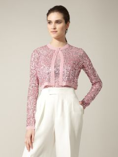 Silk Chiffon Sequin Embroidered Bolero by Reem Acra