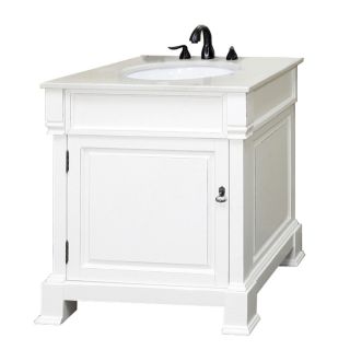 Bellaterra Home 30 in x 22.5 in White (Rub Edge) Undermount Single Sink Bathroom Vanity with Natural Marble Top